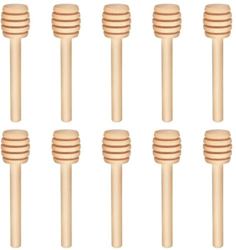 LYQNIHOB Honiglöffel aus Holz, 10 Stück Honigspender - Honigheber Honigspirale Honigstab, Honigrührer Aus Holz, für Honigmarmeladenspender, Mini-Honigstab für Hochzeiten, Geburtstage, Partys