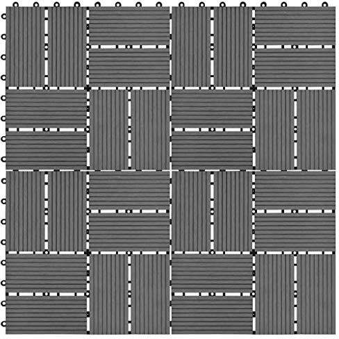 Sufrk - Azulejos para terraza (11 unidades, 30 x 30 cm, 1 m²), color gris, rejilla exterior, losa de terraza exterior