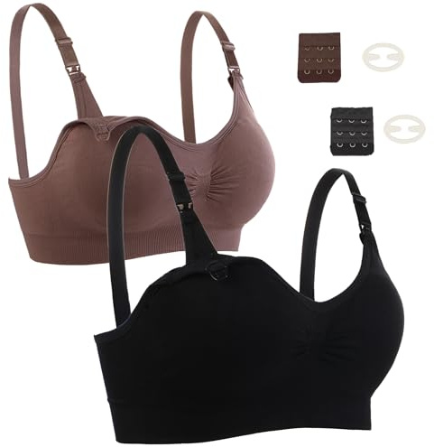 Confezione da 2 reggiseni per allattamento al seno, senza ferretto e senza cuciture, XL