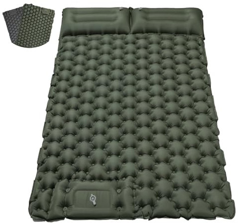 Satisure Camping Isomatte Aussen Wasserdicht 2 Personen Isomatte Selbstaufblasend Outdoor mit Fußpresse Pumpe Luftmatratze Wasser Strand Pool Dachzelt Auto