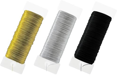 Alambre fino para manualidades, 3 rollos de alambre para manualidades, 180 m, alambre para flores, alambre para joyas, alambre para manualidades, Navidad, decoración, manualidades, plantas, flores