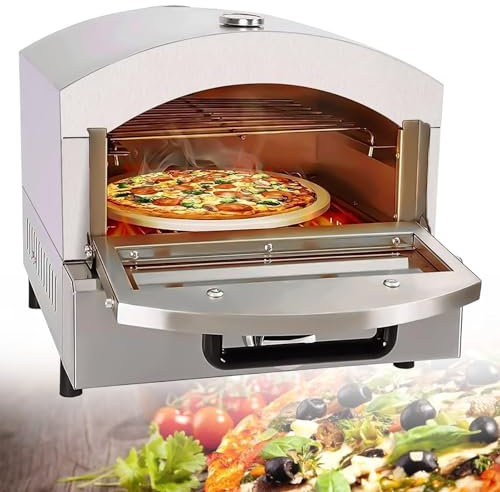Eastnmythet Pizza Oven Electric/Gas, Double-Layer Stainless Steel Countertop Pizza Maker Machine, Commercial/Home Pizza Oven Outdoor,Gas