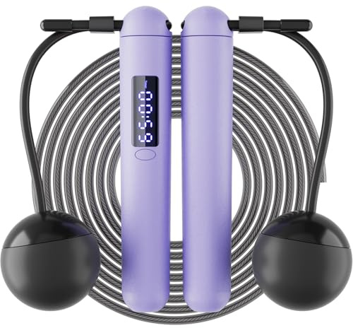 ACHDOFITS 2-in-1 Skipping Rope: Weighted & Cordless for Home, Real Rope for Outdoor - Smart LED Counter, Adjustable & Rechargeable for Adult Cardio