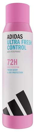 adidas Déodorant spray anti-transpirant Ultra Fresh Control pour femme, Parfum frais, Protection contre la transpiration pendant 72 heures, Doux pour la peau, Formule vegan, 150 ml