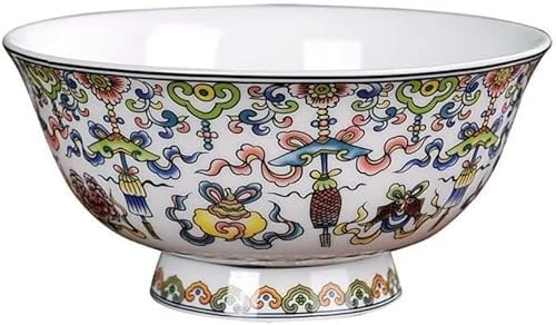 RLRLR Cuencos de cerámica retro, cuenco for sopa de 4,5/5/6/7 pulgadas, cerámica, porcelana, porcelana china, cuenco individual for el hogar, vajilla de ocho tesoros(4.5in)