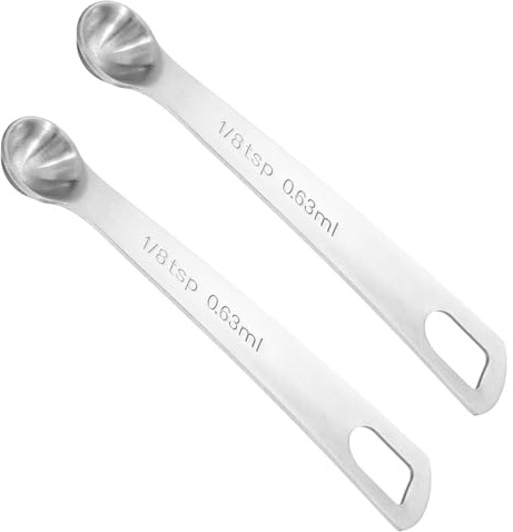 2 PCS Measuring Spoons Tablespoon Measuring Spoon 1/24 Tbsp (1/8 tsp | 0.63 ml | 0.63 cc) Mini Spoons Stainless Steel Measuring Spoons for Kitchen Cooking Coffee Spoon(Silver)