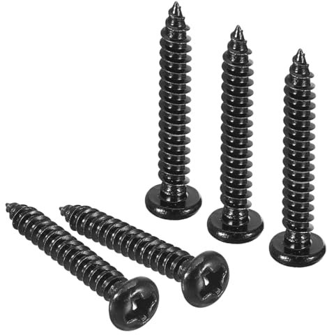 TA-VIGOR 100Pcs Self Tapping Screws, M3 Phillips Pan Head Screw, 20mm Round Head Tapping Screws, Stainless Steel Machine Wood Fasteners Bolts for Wood, Drywall, Furniture, Repairing, Black