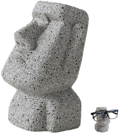 SOIMISS Dekorativer Brillenhalter Brillenständer mit Moai Statue Lustiger aus Kunstharz Kreatives Design zum Stilvollen Brillenhalt für Büro und Party Am Schreibtisch