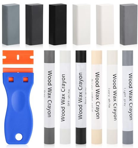 Kit di riparazione per laminato, kit di riparazione per piani di lavoro di mobili per piastrelle di legno, parquet laminato vinile, 12 pezzi kit di riparazione per cera dura per riparazione di fori da