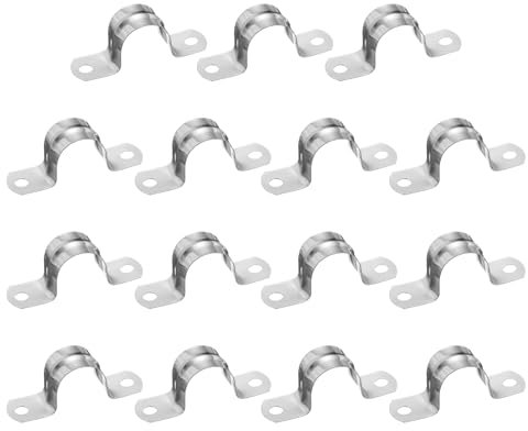 QUARKZMAN 15 Stück 22mm(7/8) Kabelklemme, 304 Edelstahl Beschichtete Gepolsterte Isolierte Kabelklemme 2-Loch U-Rohrschelle für Leitungen Rohre Schläuche Drähte Kabelinstallation, Silber