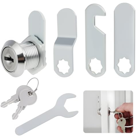 Lucchetto per Cassetta Postale e Mobili, Serratura a Camme in Acciaio Inossidabile, 16mm, Adatto per Armadi, Cassetti, Vetrine, Camper, Incluso con 4 Piastre di Bloccaggio Diverse, Set di 1 Pezzo