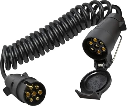 Woola 12V Anhänger 7 Polig Verlängerung Kabel Adapter,2,5m-Anhänger Steckdosen Verlängerungskabel,Anhänger Spiralkabel für Auto Anhänger Wohnwagen Wohnmobil