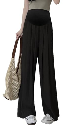 Pantalones cortos para embarazadas, pantalones de maternidad para mujer, cintura elástica alta, verano, pierna ancha, ajuste holgado, pantalones cómodos e informales de maternidad, transpirables