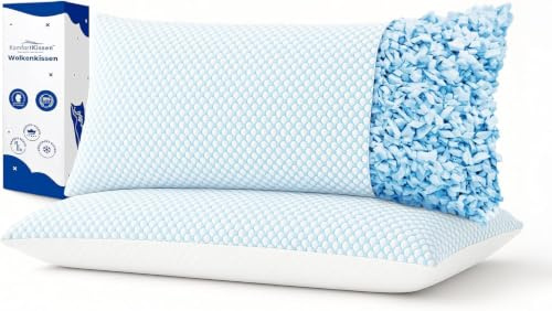 MKS Kylkudde, set om 2 x 40 cm (16 x 32 tum), ergonomiska kylkuddar för rygg, sida och mage, minnesskum med kylgel, för bättre sömn