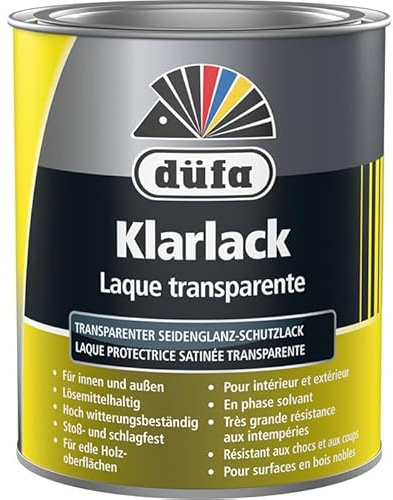 düfa Klarlack seidenglänzend 750 ml transparenter Lack Schutzlack Glanzlack │ Innen & Außen