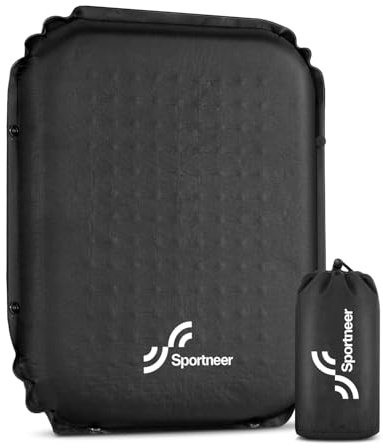 Sportneer Stadium Seat Cushion: Self-Inflating 2 High Rebound Foam Seat Pad for Airplane Travel Stadiums Bleachers Camping Hiking, 0.48lbs, Lightweight and Portable