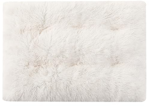 Panier Chien Petit Moyen Grande, Fausse Fourrure,Coussin Chiens Anti Stress Lavable et Antidérapant, Moelleux Lit pour Chien Peluche,Blanc,XS 43 * 30 CM（<2.5KG）