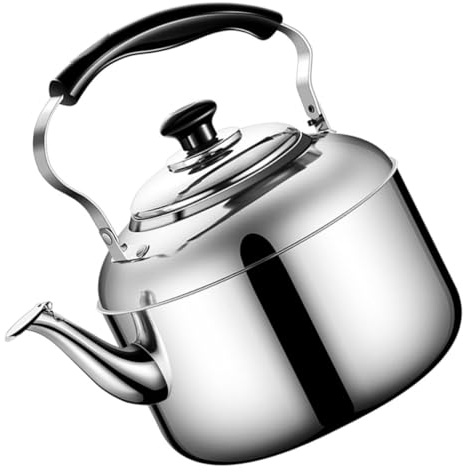 Pfeifender Teekessel 5l aus Edelstahl für Induktionsherde | Silber, Ergonomischer Griff, Schlichtes Design, Geeignet für Zuhause und Küche