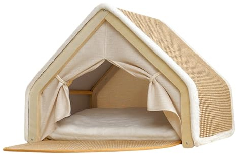 Huayeex Cama Tienda para Gatos | Casa de Descanso y Juego con Rascador de Sisal,Villa Cálida De Gatos En Invierno,Uso en Interior del Hogar Dormitorio Habitación de Mascotas Suelo Invierno