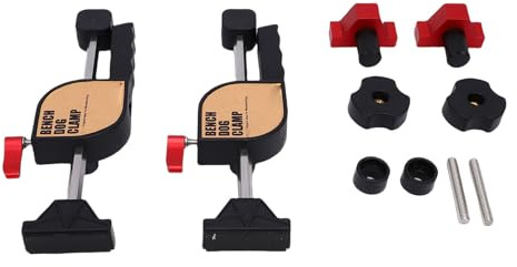 Jeffergarden Bench Dog Clamp Set, Press On Gear Locking Structure with High Medium Low Clamping Force, Soft Rubber Pad for Woodworking, Carpentry, Cabinet Making (Woodworking Table Clamp Set)