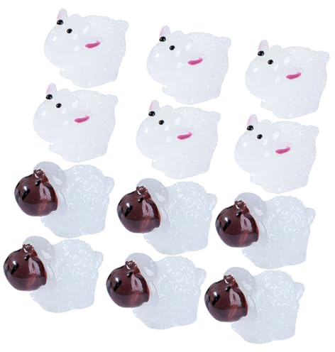 Homoyoyo Lot de 20 Mini Figurines de Moutons Lumineux en Résine Blanche et Rouge, Décorations Animales Phosphorescentes pour Jardin Miniature, Bureau et Intérieur, Sculptures de Moutons
