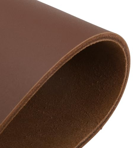 Rebower Genuine Leather Sheets, 8 x 12 Flat Full Grain Cowhide Leather for Crafts, 4-4.5mm Thick Vegetable Tanned Cowhide for DIY Belt Tooling Wallet Stamping Projects, Brown