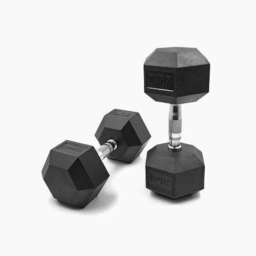 SUPRFIT - Hexagon Kurzhanteln paarweise mit gummiertem Eisenkern - Fitness Gewichte Hanteln 1-50 kg mit rutschfestem Chromgriff - Premium Kurzhantel Set für Calisthenics, Krafttraining & Crossfit