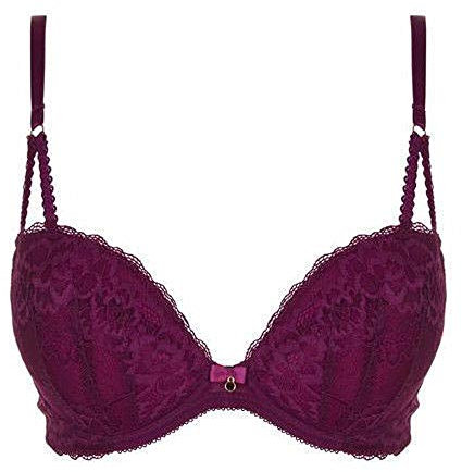 Ladies Bra Plunge Push Up Padded Lace Top UK Lingerie Designer Plus Size (34 G, Purple)