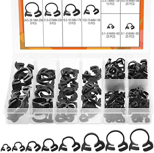Rustark, set di 120 morsetti per tubi flessibili resistenti in nylon con doppia presa a scatto, regolabile, per tubazioni idrauliche, automobilistiche e meccaniche, colore nero