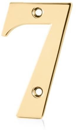XFORT Polished Brass Front Door Number 7, House Number Suitable for All Door Types including Wooden, uPVC, and Composite.