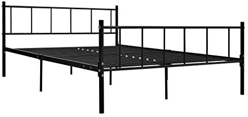 vidaXL Bettgestell Bett Metallbett Schlafzimmerbett Doppelbett Bettrahmen Ehebett Lattenrost Schlafzimmermöbel Schwarz Metall 180x200cm