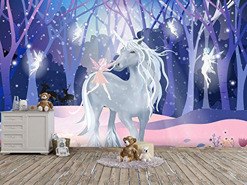 Oedim Fototapete Kinder Einhorn | Wandbild | Fototapete | Dekorative Vinyl | 200 x 150 cm | Dekoration für Esszimmer, Wohnzimmer, Zimmer