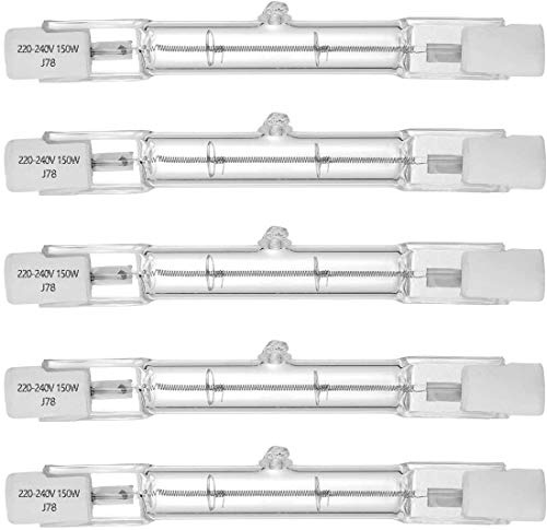 VINBE 150W Halogen R7S 78mm Dimmable 1500lm (5 Pack) J Type Linear Double Ended Floodlight Bulb 230V for Work, Security, Landscape Lights, Floor Lamps, Warm White 2700K