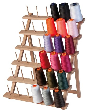 Milward Soporte para Hilo Overlock - Portacarretes de Hilo de Madera, Independiente o montado en la Pared, 36 carretes, 43 x 57 cm