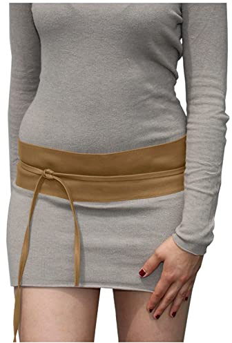 Best Emilie Damen Wickelgürtel in Lederoptik - vielen Farben - Hüftgürtel Taillengürtel Damen Gürtel - Einheitsgröße (Taupe)