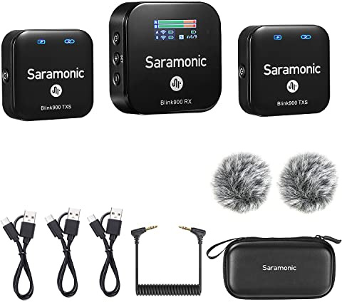 Saramonic Blink900 S2 Ultracompact Dual-channel 2.4GHz Wireless Lavalier Microphone System for DSLR Camera Camcorder Mixer in Vlogging Interview