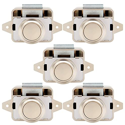Push Lock Button Catch,Asudaro Wohnmobil Druckknopf Push Button Latch Keyless Türschloss Möbelverschluss Knob Latch Latch - Für Schranktüren Wohnwagen Camper Caravan Vans 14 mm - 16 mm 5 ST