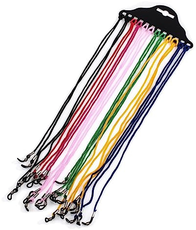 Glasses Chain 12 Stücke Brillenkette Nylon Brillenband Mehrfarbig Damen Kette Sport Herren Brillenbänder Mehrfarbig Verstellbar Sportbrillenband Sonnenbrillen Kette Brillenschnur mit Karabiner