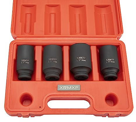 XRMXF 4tlg 1/2'' Kraft-Schlagschrauber-Nüsse Set, 30 32 34 36mm CR-MO 12-kant Nuss Steckschlüssel Schlagnuss-Satz