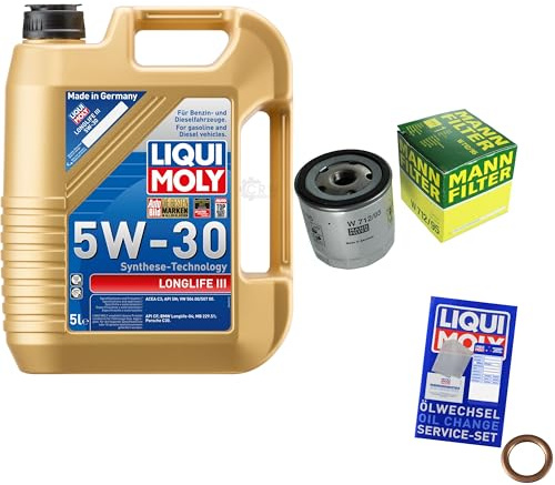 Inspektionspaket 5L 5W-30 für A3 Limousine Sportback Arona IV Kasten VIII V | Motoröl LIQUI MOLY Longlife III 5W-30 Ölfilter Dichtring