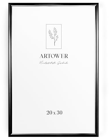 artower® Cadre Photo Aluminium Noir 20x30cm | Cadre Mural Décoratif pour Salon Chambre et Maison | Grand Tableau 20x30 | Cadre Décoration Dessin Diplôme et Poster 20 x 30 cm
