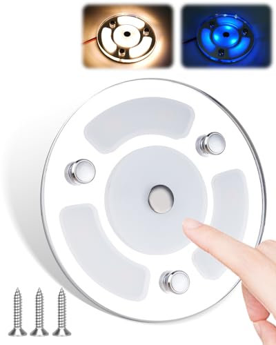Plafoniera LED 12V Camper Dimmerabile Illuminazione Interna Camper, 3W LED Caravan Luci Interne con Interruttore di Controllo a Sfioramento, Plafoniera LED 12V per Rimorchio, Camper, RV, Barca