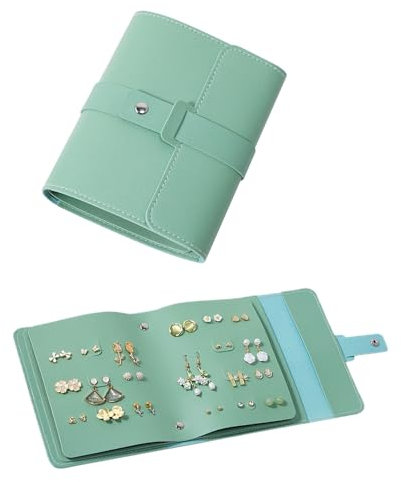 ZHIERNA Ohrring Aufbewahrung Ohrringe Ordner Kleines Buch Aufbewahrungstaschen Praktische Ohrstecker Aufbewahrung Schmuckkästchen Schmuck Organizer Tragbare PU Ohrring Etuis Für Mädchen Und Frauen