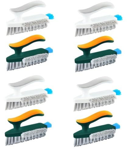 PRETYZOOM 8pcs Ergonomic Design Handheld Cleaning Brush Bath Tub Scrubber for Floor Gaps Cleaning Supplies