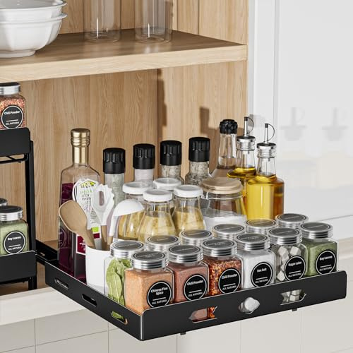 ZDDLOINP Gewürzregal Für Schrank, Ausziehbarer Schrank Organizer, küchen Organizer, Gewürzregal Schublade Geeignet Für Gewürze, Saucen, Konserven B32*L26.8H7.5CM