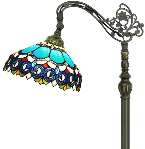 ZJART Tiffany Floor Lamp Stained Glass18.88X12X67 Inch Blue Jewelry Baroque