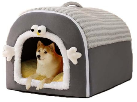 Hundehöhle, selbstwärmend, 2-in-1, faltbares Haustierbett für Katzen und kleine, mittelgroße und große Hunde, Anti-Angst, weich, warm, abnehmbares Kissen, Haustier-Bett, beruhigendes Bett (XL: 100 x
