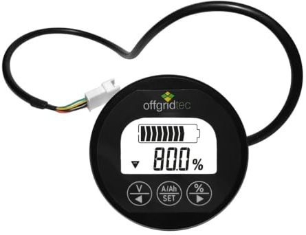 Offgridtec Shunt - Monitor batteria da 350 A, 8 V-120 V, display ad alta precisione di tensione e corrente, monitoraggio della batteria in tempo reale, funzione di memoria in caso di interruzione di