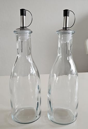 Provance Lot de 2 bouteilles d'huile de 300 ml pour vinaigre et huile d'olive avec couvercle anti-ternissement pour cuisine, salle à manger et barbecue