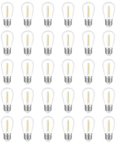 Uxsjakjsd Confezione da 30 Lampadine per Esterni, Lampadina di Ricambio S14 Impermeabile, Attacco E26 Bianca Caldo